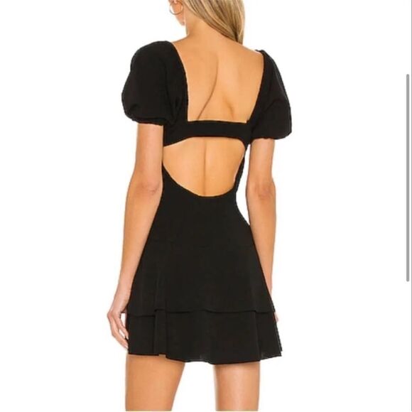 NWT SNDYS Barcelona Dress Black mini puff sleeve Revolve L - Picture 2 of 10